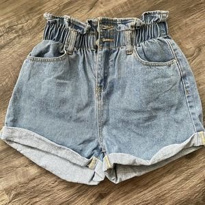 Denim BLVD Paper Bag Blue Jean Denim Cuffed Shorts Size Small